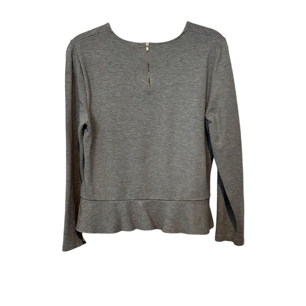 J. Crew Women's Gray‎ Long Sleeve Ruffle Hem Blouse Size M - Picture 3 of 12